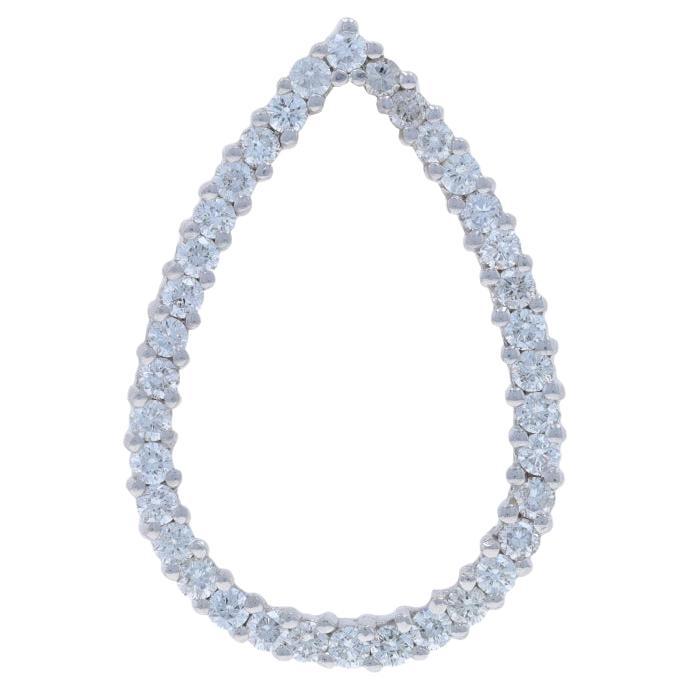 Weißgold Diamant Teardrop Anhänger 14k Runde Brillant .50ctw im Angebot