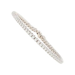 White Gold Diamond Tennis Bracelet, 14 Karat Round Brilliant Cut 2.00 Carat