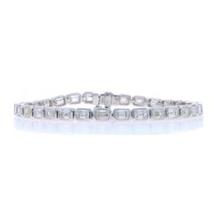 Bracciale tennis in oro bianco con diamanti da 6 3/4" - 18k taglio smeraldo 8,05ctw