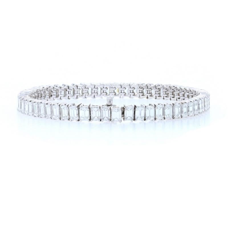 Women's or Men's White Gold Diamond Tennis Bracelet, 18k Emerald Cut 8.93ctw For Sale