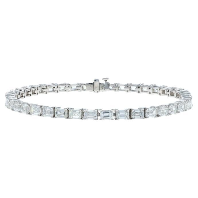 Oro Blanco Diamante Pulsera de Tenis 7" 18k Esmeralda 10.00ctw