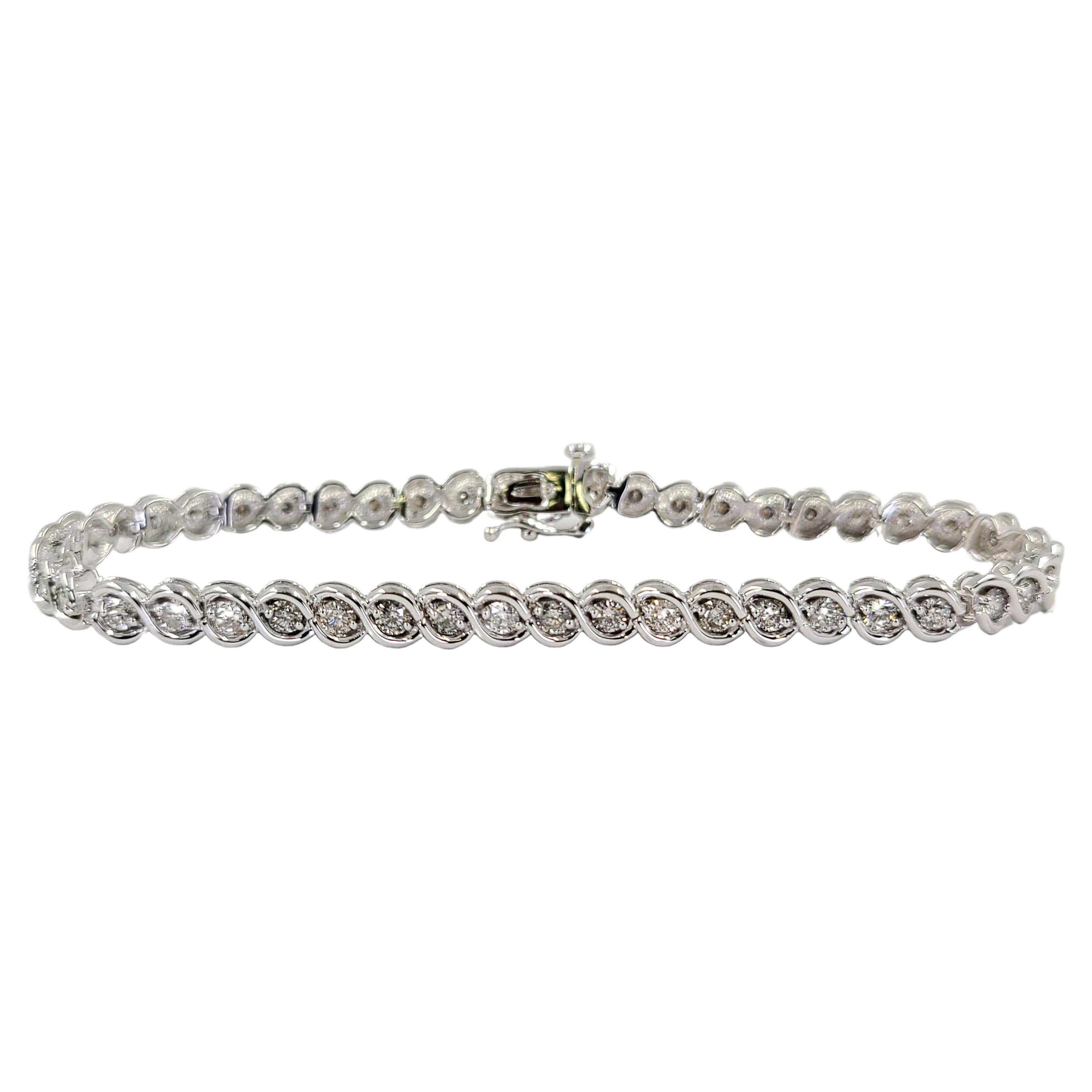 White Gold Diamond Tennis Bracelet For Sale