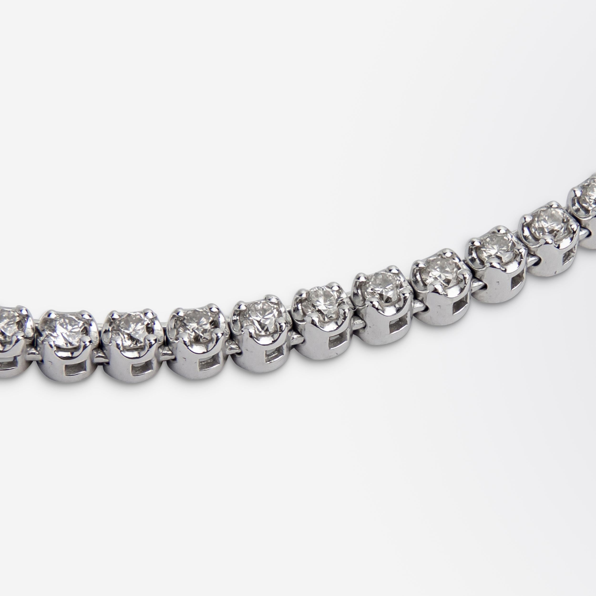 Modern White Gold & Diamond Tennis Necklace For Sale