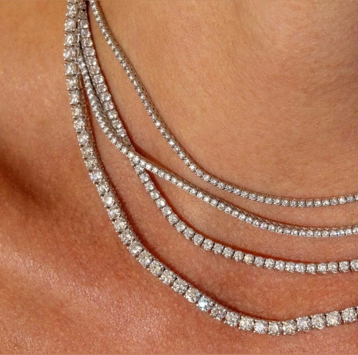 Women's or Men's White Gold & Diamond Tennis Necklace For Sale