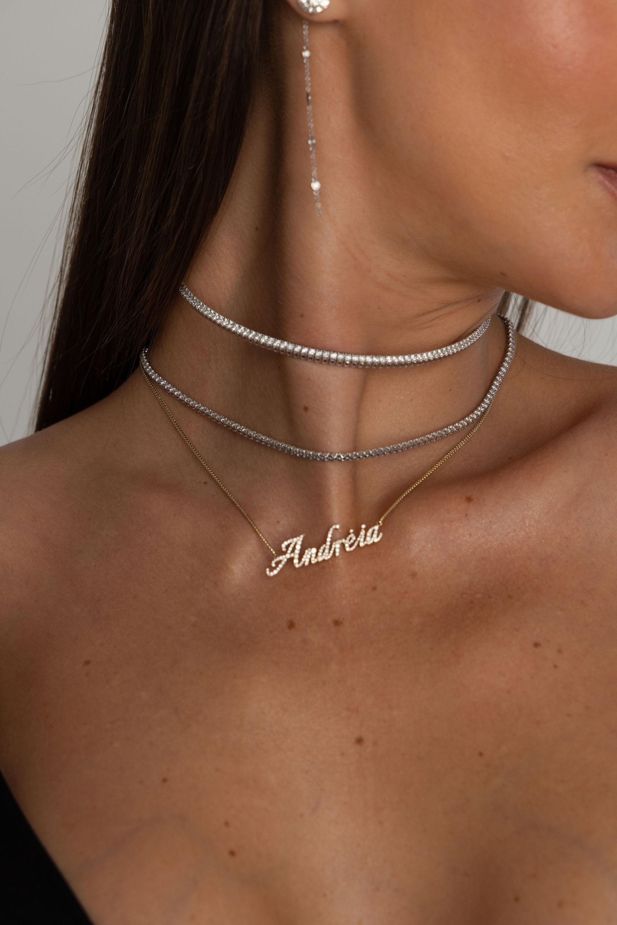 Collana tennis in oro bianco e diamanti in vendita 2