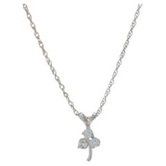 White Gold Diamond Three-Leaf Clover Necklace 18" - 14k Single .12ctw Shamrock