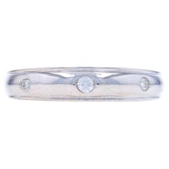 White Gold Diamond Three-Stone Band 10k Round .11ctw Unisex Wedding Ring