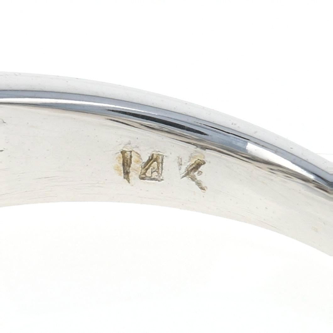 White Gold Diamond Three-Stone Bypass Ring, 14 Karat Round Cut 1.22 Carat 1