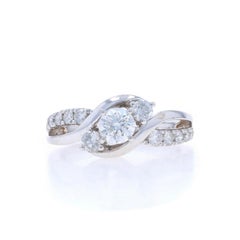 White Gold Diamond Three-Stone Bypass Ring 14k Round 1.20ctw Engagement