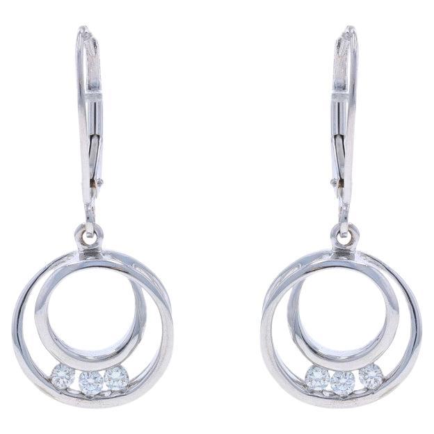 Orecchini pendenti a tre pietre in oro bianco con diamanti - 14k Rd .16ctw Circle Duo Pierced