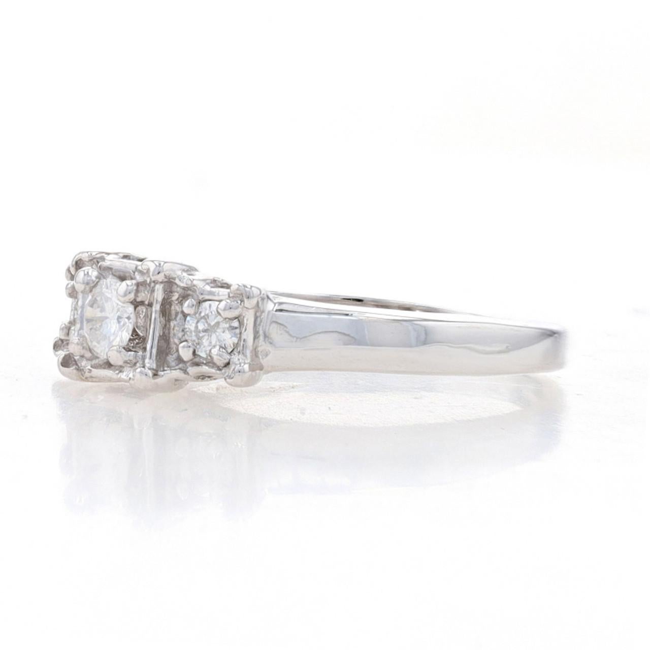 Round Cut White Gold Diamond Three-Stone Engagement Ring 10k Round Brilliant .25ctw