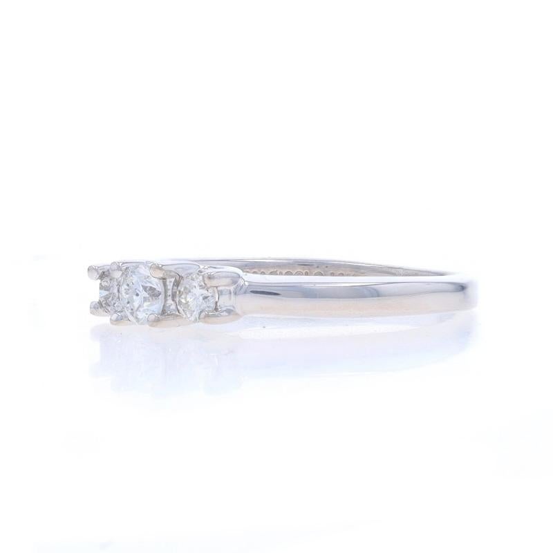 Women's White Gold Diamond Three-Stone Engagement Ring - 14k & Platinum Round Cut .25ctw For Sale