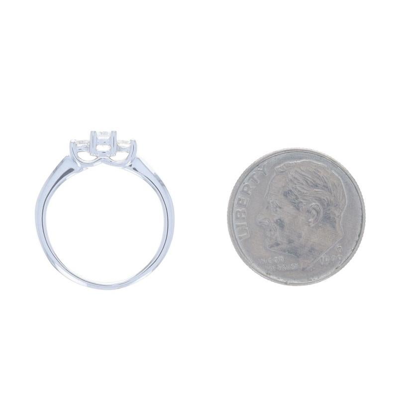 White Gold Diamond Three-Stone Engagement Ring - 14k & Platinum Round Cut .25ctw For Sale 2