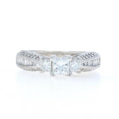 White Gold Diamond Three-Stone Engagement Ring - 14k Princess 1.50ctw