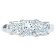Bague de fiançailles à trois pierres en or blanc - 14k Princess 2.04ctw