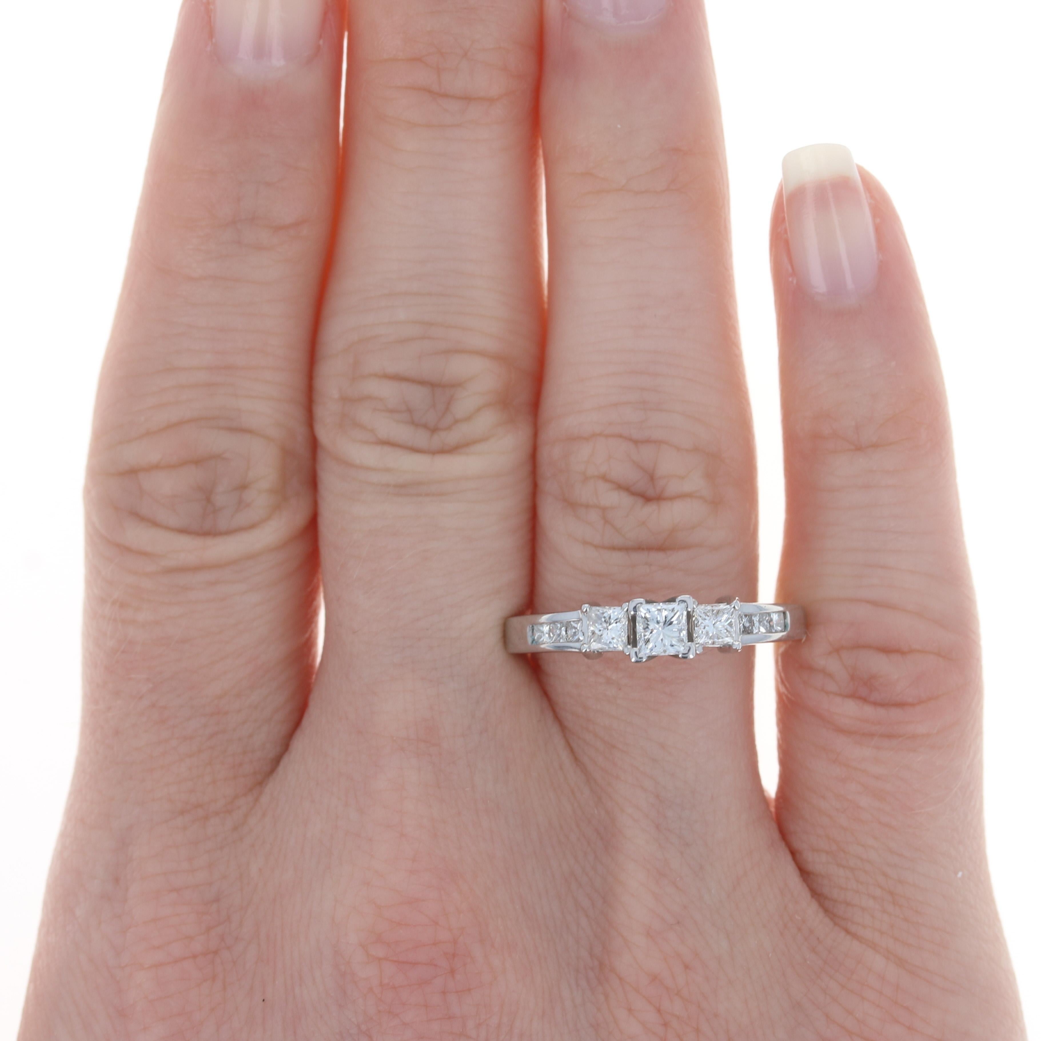 For Sale:  White Gold Diamond Three-Stone Engagement Ring, 14k Princess Cut 1.00ctw 2