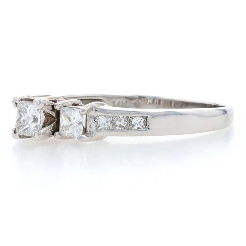 For Sale:  White Gold Diamond Three-Stone Engagement Ring, 14k Princess Cut 1.00ctw 3