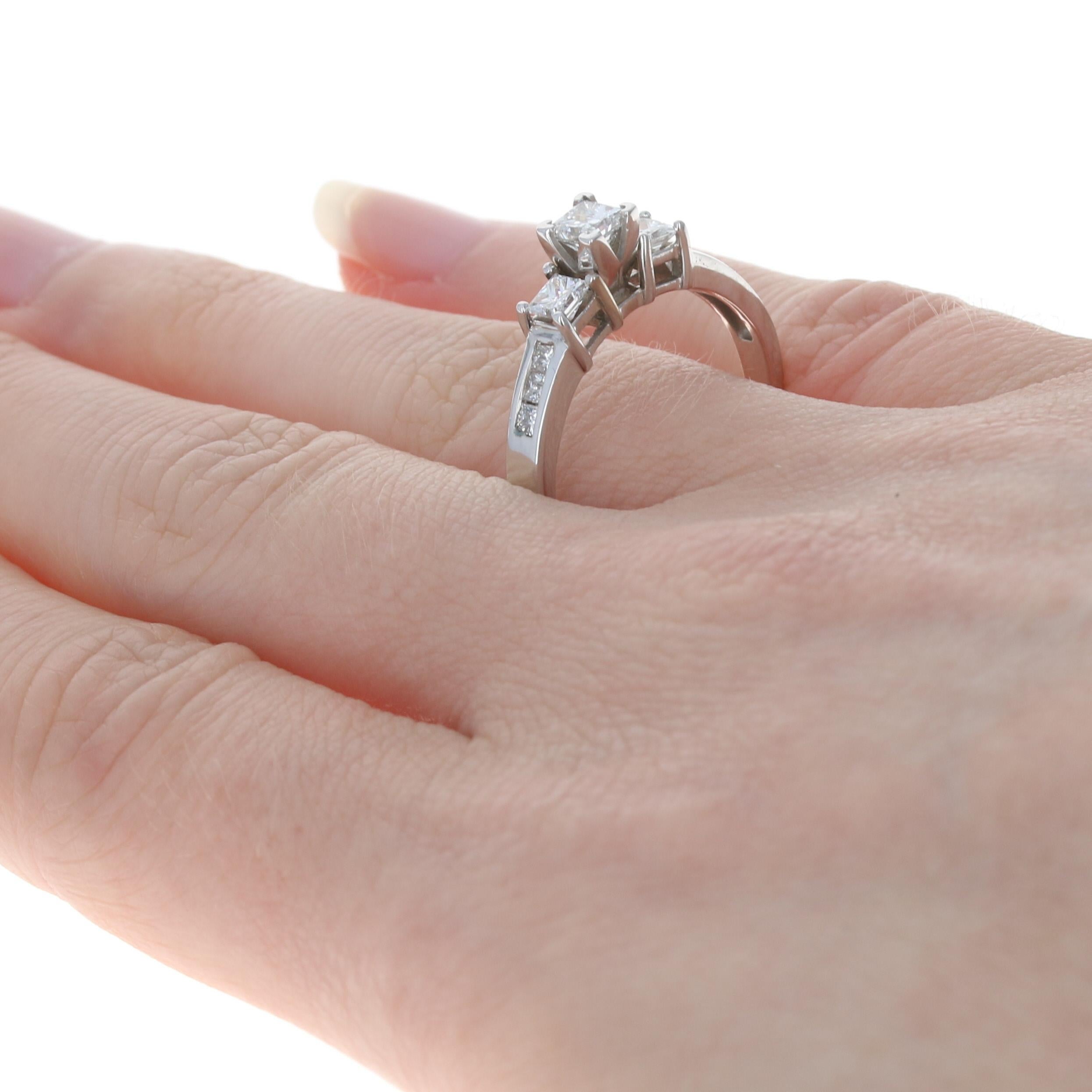 For Sale:  White Gold Diamond Three-Stone Engagement Ring, 14k Princess Cut 1.00ctw 4