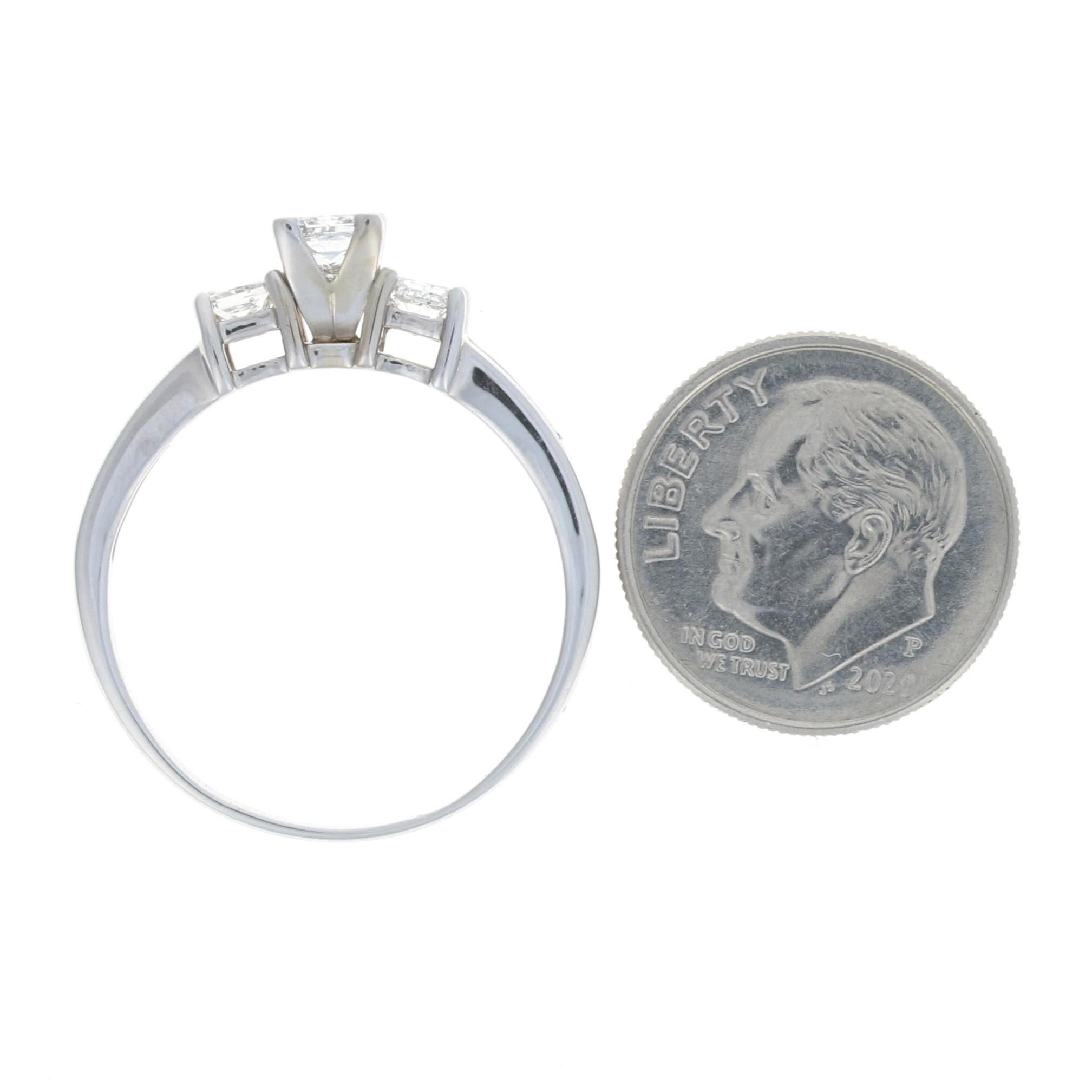 For Sale:  White Gold Diamond Three-Stone Engagement Ring, 14k Princess Cut 1.00ctw 5