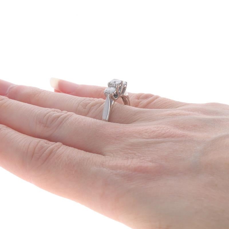 Women's White Gold Diamond Three-Stone Engagement Ring - 14k Round 1.10ctw Trellis For Sale