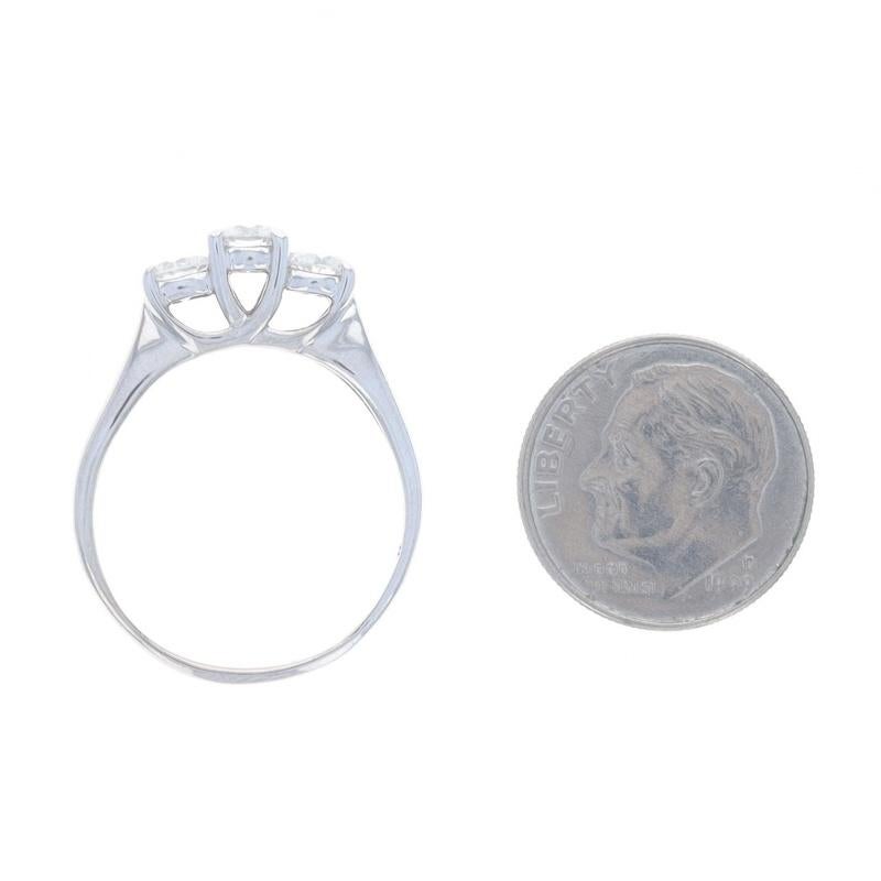 White Gold Diamond Three-Stone Engagement Ring - 14k Round 1.10ctw Trellis For Sale 1