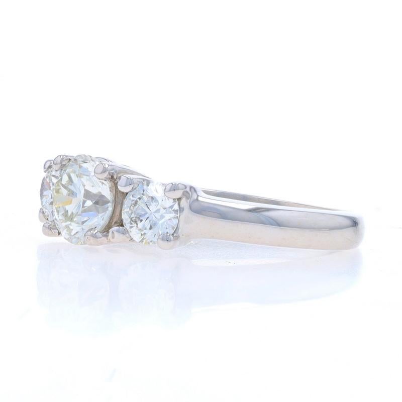 Round Cut White Gold Diamond Three-Stone Engagement Ring - 14k Round Brilliant 1.72ctw GIA For Sale