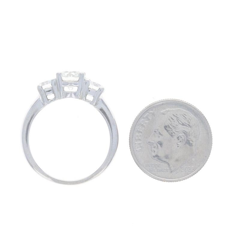 Women's White Gold Diamond Three-Stone Engagement Ring - 14k Round Brilliant 1.72ctw GIA For Sale
