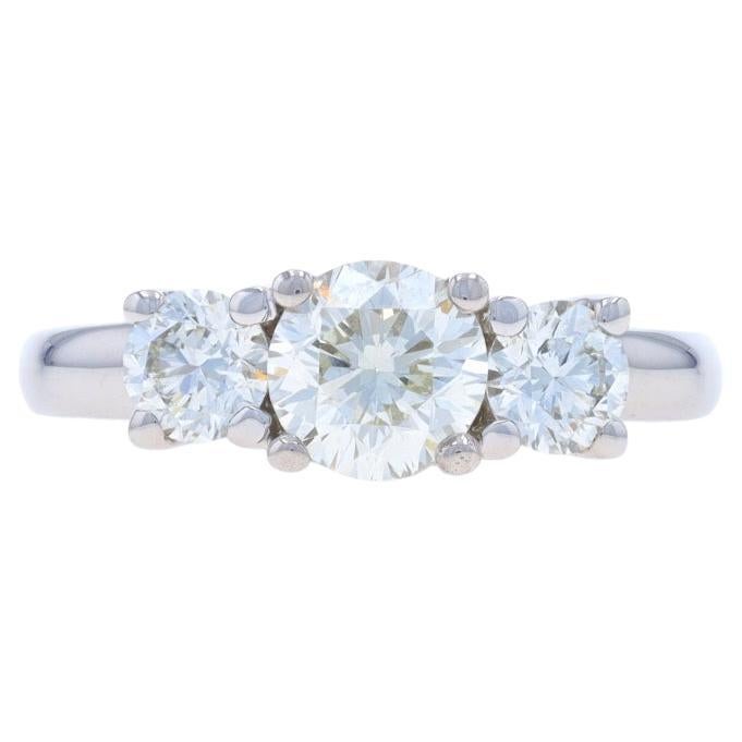 White Gold Diamond Three-Stone Engagement Ring - 14k Round Brilliant 1.72ctw GIA For Sale