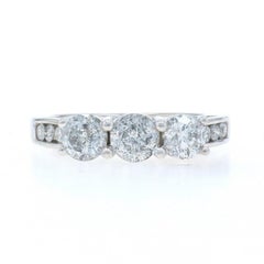 White Gold Diamond Three-Stone Engagement Ring - 14k Round Brilliant 2.08ctw