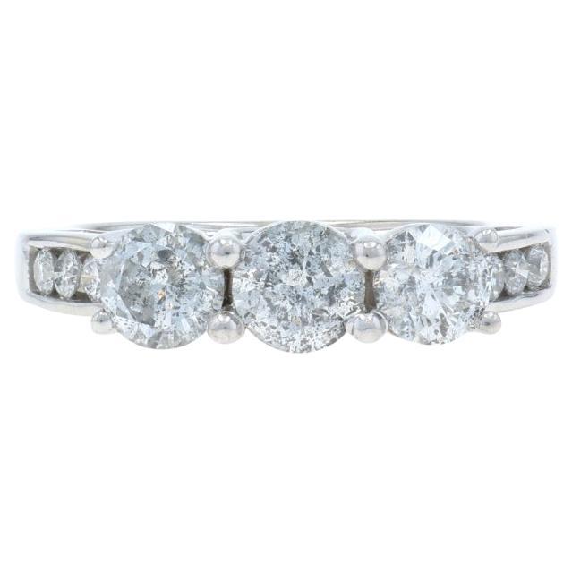 White Gold Diamond Three-Stone Engagement Ring - 14k Round Brilliant 2.08ctw