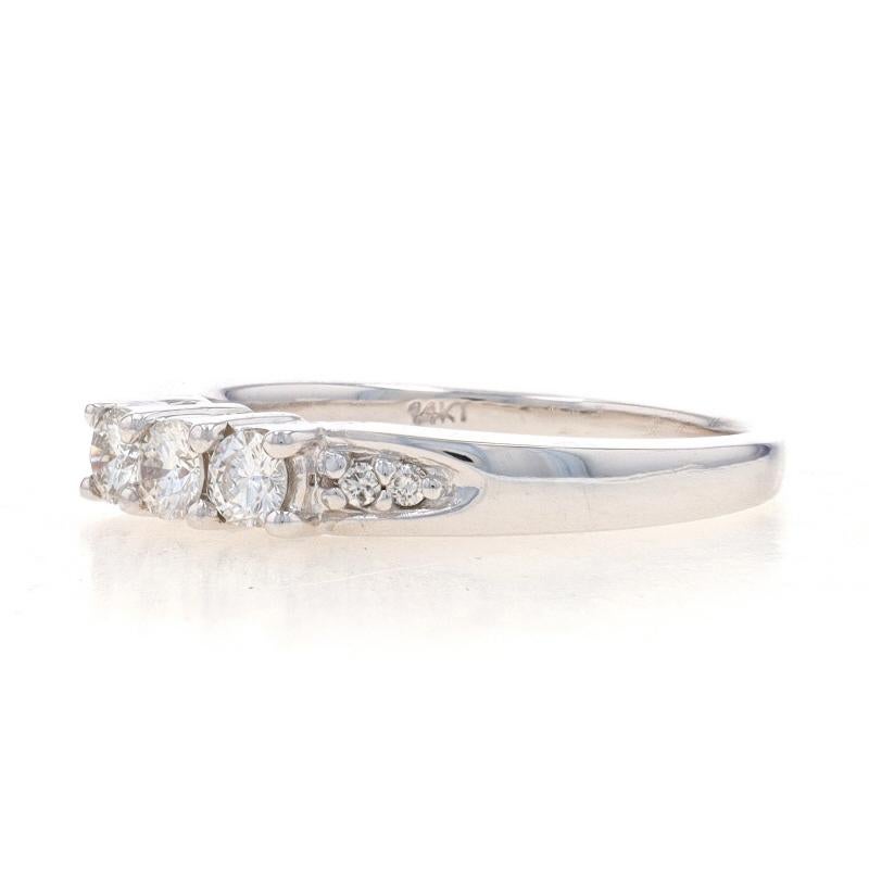Round Cut White Gold Diamond Three-Stone Engagement Ring - 14k Round Brilliant .36ctw For Sale