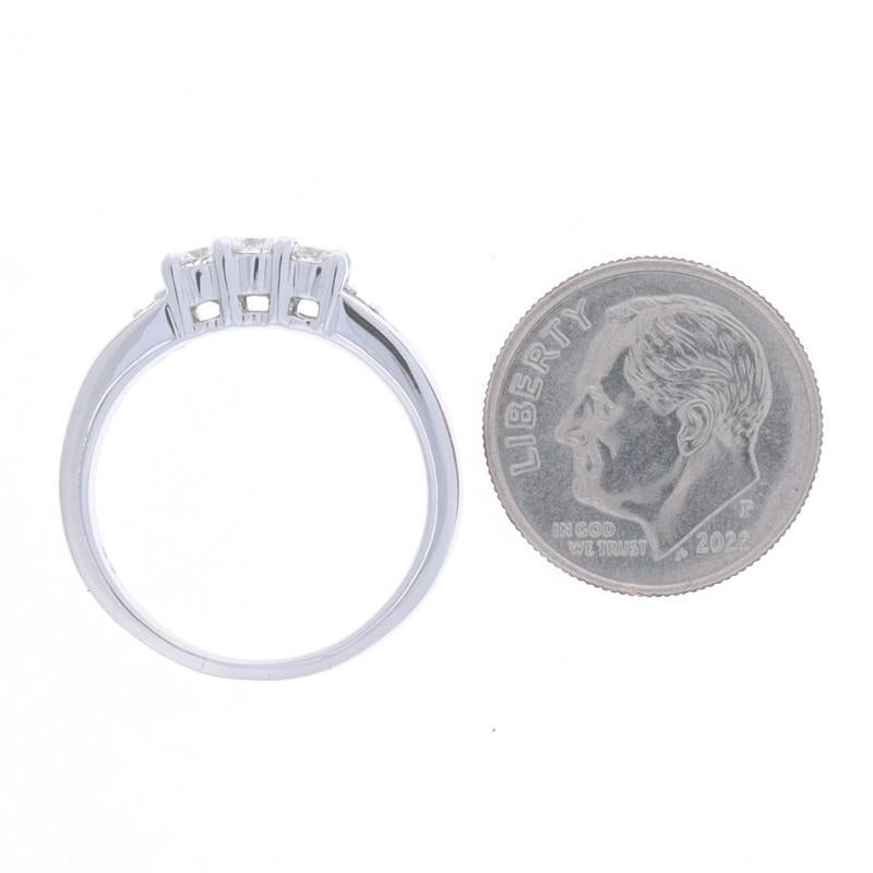 White Gold Diamond Three-Stone Engagement Ring - 14k Round Brilliant .36ctw For Sale 1