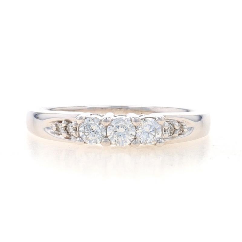 White Gold Diamond Three-Stone Engagement Ring - 14k Round Brilliant .36ctw