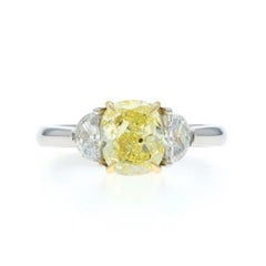 White Gold Diamond Three Stone Engagement Ring - 18k 950 Cushion 2.24ctw GIA