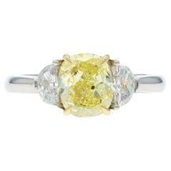 White Gold Diamond Three Stone Engagement Ring - 18k 950 Cushion 2.24ctw GIA White Gold Diamond Three Stone Engagement Ring - 18k 950 Cushion 2.24ctw GIA