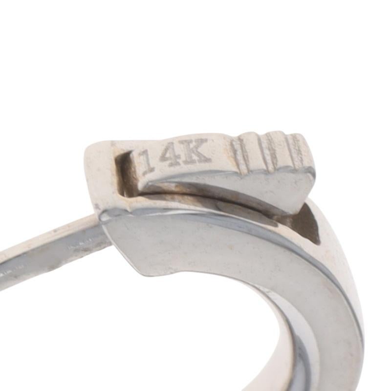 Boucles d'oreilles trois pierres en or blanc - 14k Round 1.51ctw Pierced en vente 1