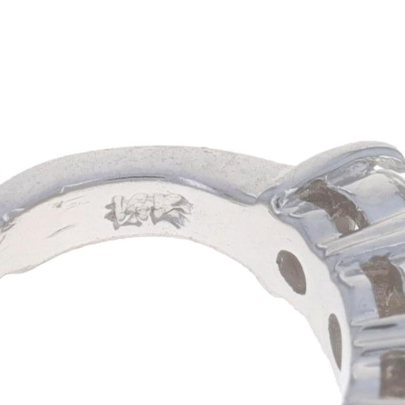 Women's White Gold Diamond Three-Stone J-Hoop Earrings 14k Rd1.04ctw Past Present Future For Sale