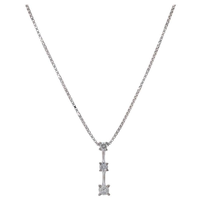 White Gold Diamond Three-Stone Journey Necklace 16 1/2" - 10k & 14k Round .15ctw For Sale
