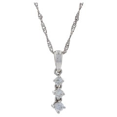 White Gold Diamond Three-Stone Journey Pendant Necklace, 14k Rnd .17ctw