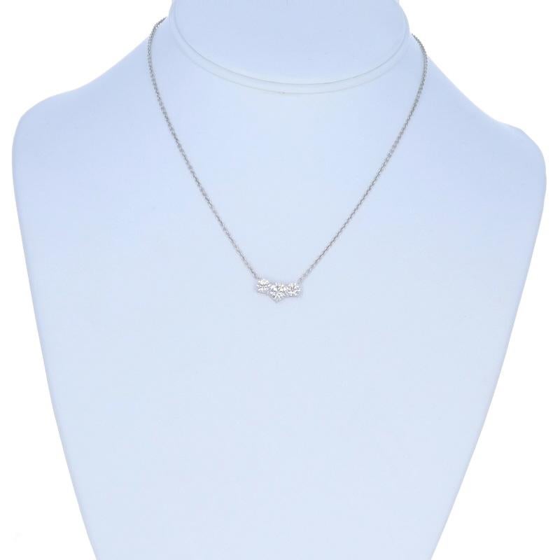 Taille ronde Collier trois pierres en or blanc 18k Round 1.58ctw GIA en vente