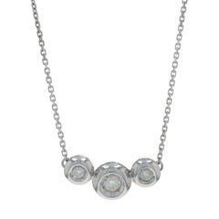 White Gold Diamond Three-Stone Necklace 16" - 14k Rd .20ctw Past Present Future