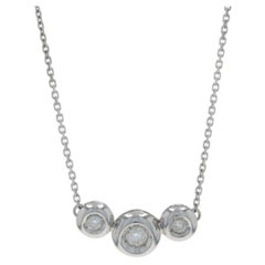 White Gold Diamond Three-Stone Necklace 16" - 14k Rd .20ctw Past Present Future