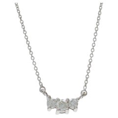 White Gold Diamond Three-Stone Necklace 18 1/4" 14k Rd.28ctw Past Present Future