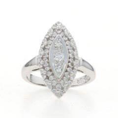 White Gold Diamond Three-Stone Ring - 14k Single Cut Floral