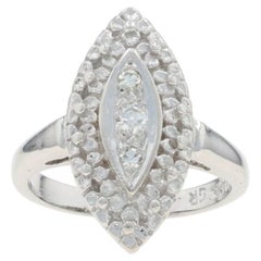 White Gold Diamond Three-Stone Ring - 14k Single Cut Floral