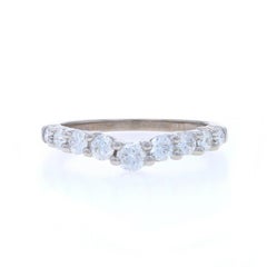 White Gold Diamond Tiered Band - 14k Round .40ctw Euro Shank Wedding Ring
