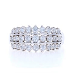 White Gold Diamond Tiered Cluster Ring 10k Round Brilliant 1.00ctw Cocktail
