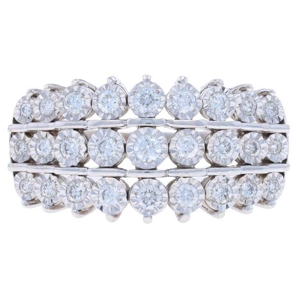 White Gold Diamond Tiered Cluster Ring 10k Round Brilliant 1.00ctw Cocktail