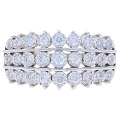 White Gold Diamond Tiered Cluster Ring 10k Round Brilliant 1.00ctw Cocktail