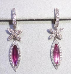 Weißgold Diamant, Turmalin  Ohrringe